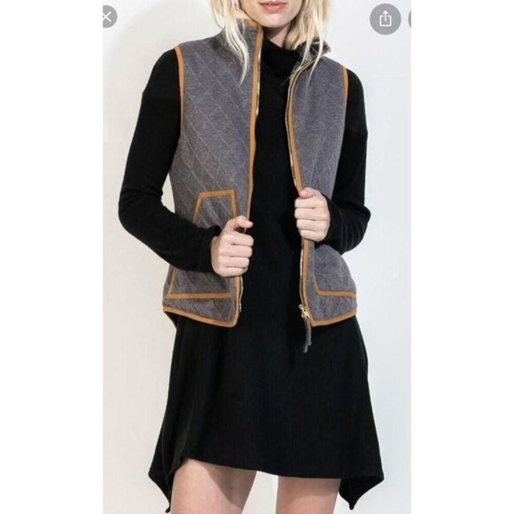 THML‎ Gray quilted riding vest XS